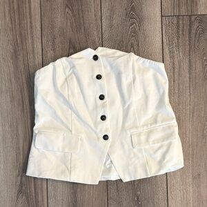 White Strapless Button-Down Vest Top